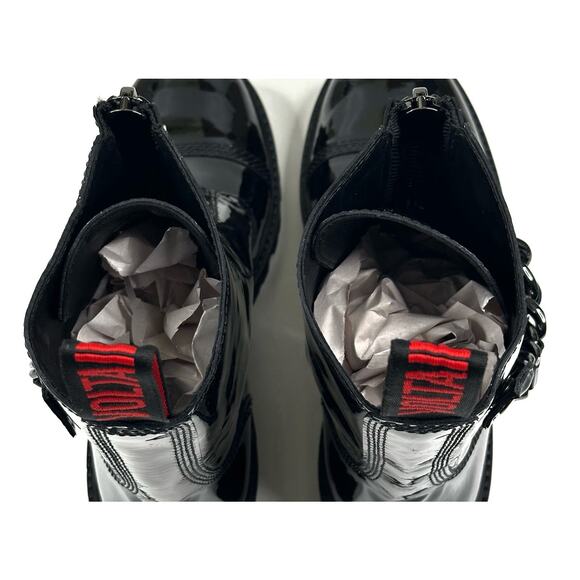 Zadig & Voltaire Joe Cecilia Black Patent Leather Chain Boots Womens EU 38/US 7 - Picture 11 of 14